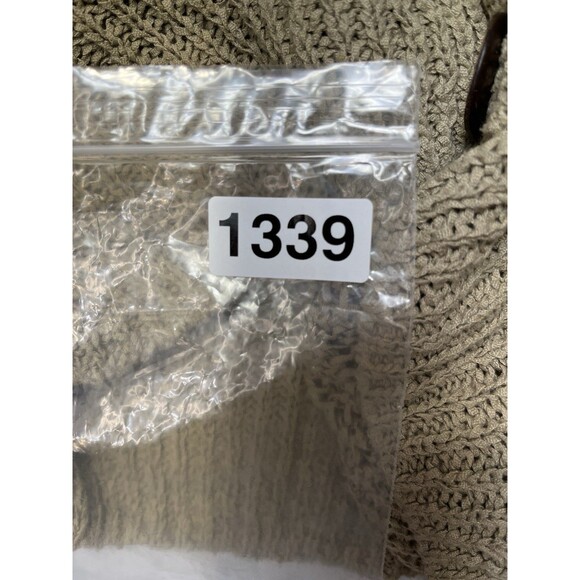 VTG Y2K Chunky Open Knit Lagenlook Slouchy Cardigan Sweater Womens L/XL Khaki - Picture 10 of 10
